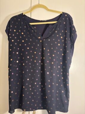 Papermoon Navy Blouse with Metallic Dot Print